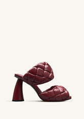 Lillian Weave Leather Heel Mules ¨C Burgundy