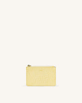 Quinn Zipped Card Holder - Light Yellow Croc
