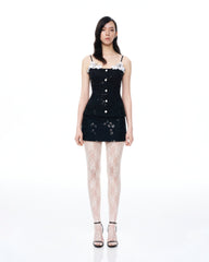 Seilena 3D Floral Sequin Mini Suits - Black
