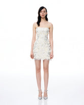 Lysandra 3D Floral Sequin Mini Dress - White