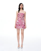 Seraphim Floral Embroidered Mini Dress - Rose Red