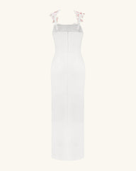 Flower Embroidered Dress - White/Pink