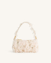 Eva Faux Fur And Sequin Mini Shoulder Bag - Beige