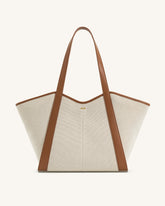 Kiana Large Capacity Tote Bag - Brown Canvas
