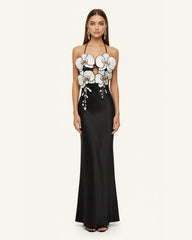 Orchid Embroidered Dress ¨C Black/White
