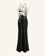 Orchid Embroidered Dress ¨C Black/White