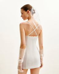 Floral Embrace Sleeveless Gown - White