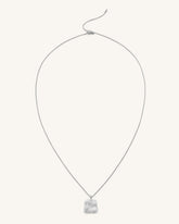 Plantain Fan Pendant Necklace - 18ct White Gold Plated & White Zircon