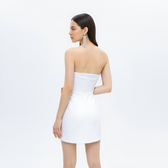 Slipper Orchid Appliqu¨¦ Mini Dress - White