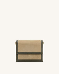 Mini Flap Faux Suede Crossbody - Green