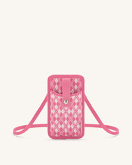 Aylin Knitted Phone Bag -  Pink & Hot Pink