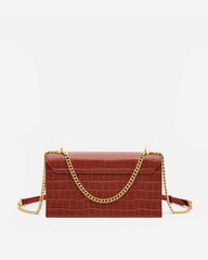 Jade Chain Bag -  Wine Red Croc