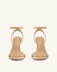 Alivia Gold Metal Heel Sandals - Khaki