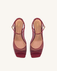 Serenity Open Toe Mesh Slingback Sandals - Burgundy
