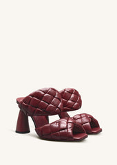 Lillian Weave Leather Heel Mules ¨C Burgundy
