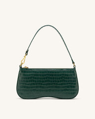 Eva Shoulder Handbag - Dark Green Croc
