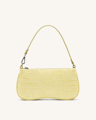 Eva Shoulder Handbag - Light Yellow Croc