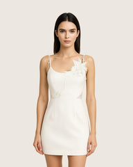 Floral Vine Tie Dress - White