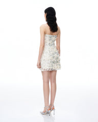 Lysandra 3D Floral Sequin Mini Dress - White