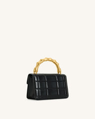 Kaia Bamboo Metal Handle Handbag - Black