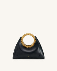 Amiya Leaf Handle Sculpture Bag - Black