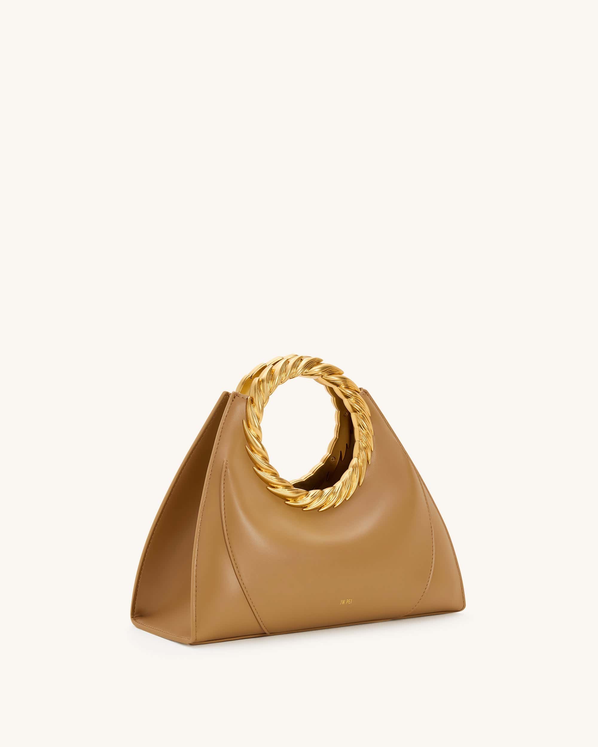 Amiya Leaf Handle Sculpture Bag - Brown