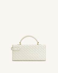 Keyla Weave Texture Top Handle Bag - White