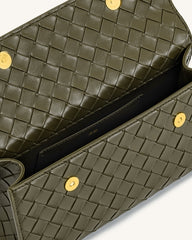 Keyla Weave Texture Top Handle Bag - Olive Green
