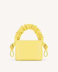 Rylee Pleated Drawstring Top Handle Bag - Light Yellow
