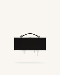 Vera Bead Decoration Rectangular Clutch Bag - Black