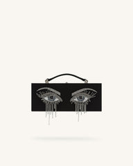 Vera Bead Decoration Rectangular Clutch Bag - Black