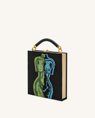 Elle Colorful Beaded Book Top Handle Bag - Black