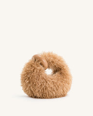 Abacus Faux Fur Mini Top Handle Bag - Yellow Brown