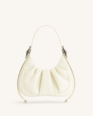 Gabbi Crushed Ruched Hobo Handbag - White