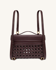 Thea Large Woven Top Handle Bag - Dark Red