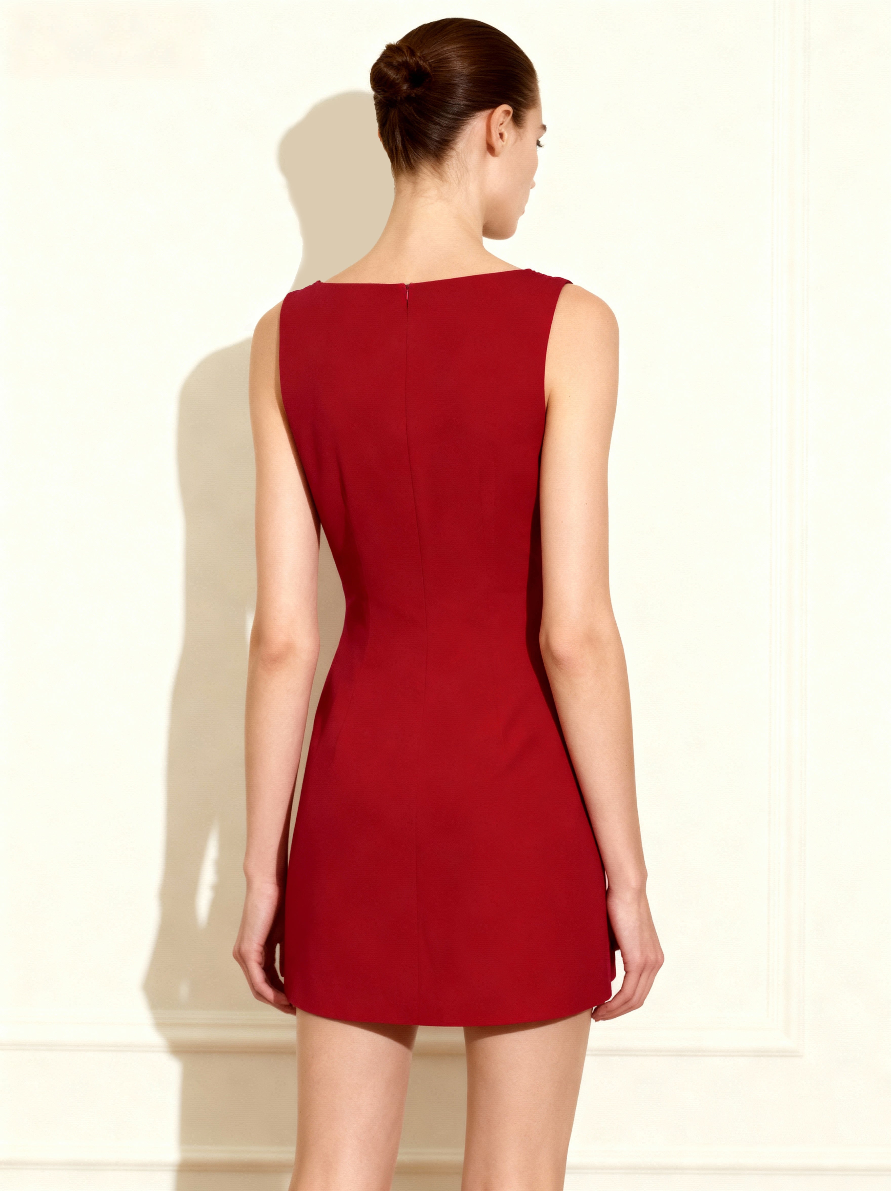 3D Floral-Appliqu¨¦ Sheath Mini Dress - Red