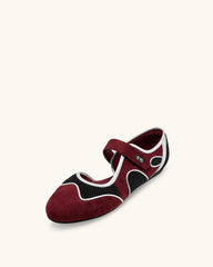 Zoe Mary Janes Flats ¨C Burgundy Black