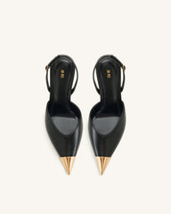 Savannah Gold Tipped Slingback Pumps - Black