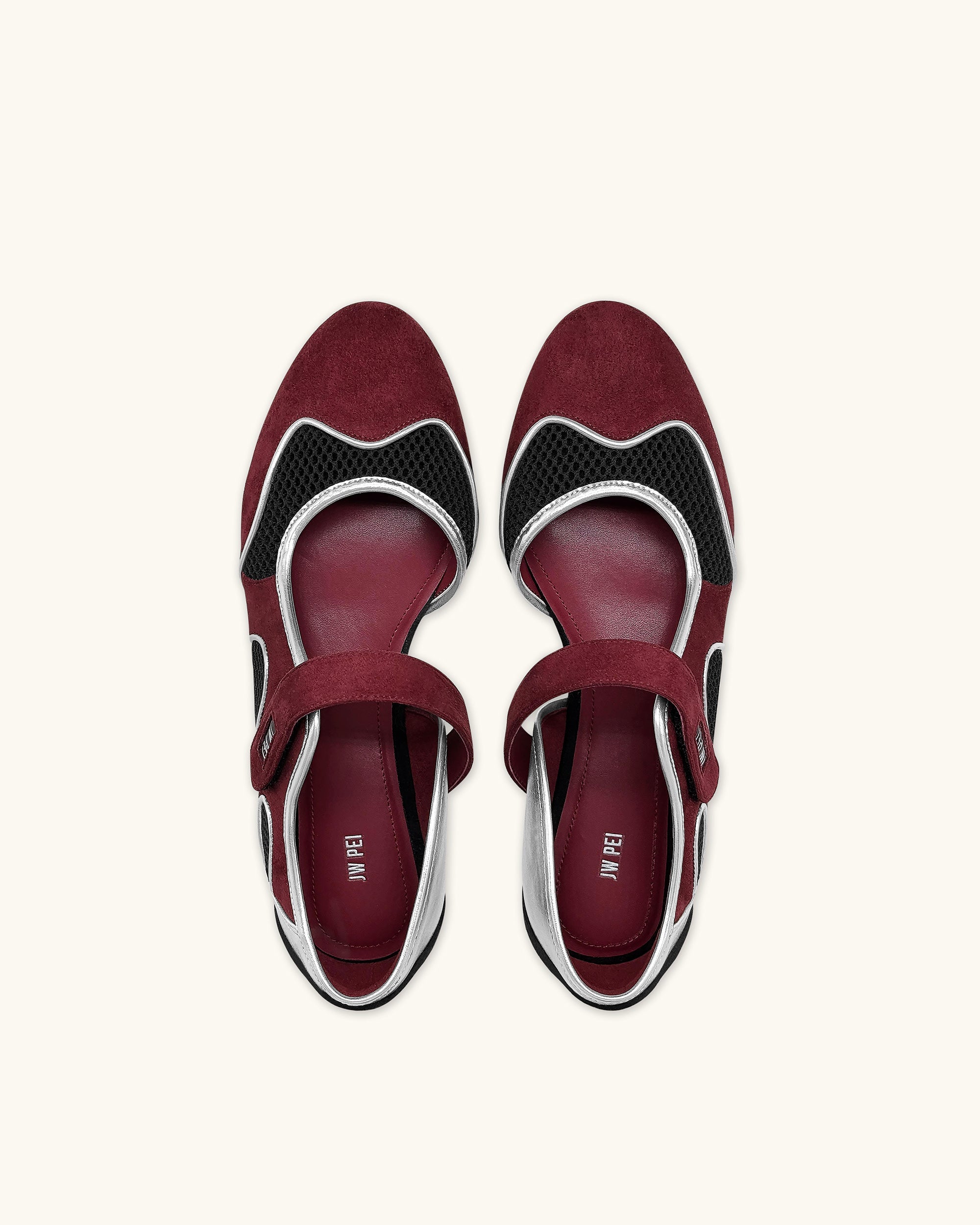 Zoe Mary Janes Flats ¨C Burgundy Black