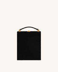 Taya-Puppy Pattern Book Shape Clutch Bag - Black