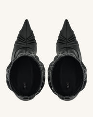 Joanne Paneled Detailing leather Ankle Boots - Black