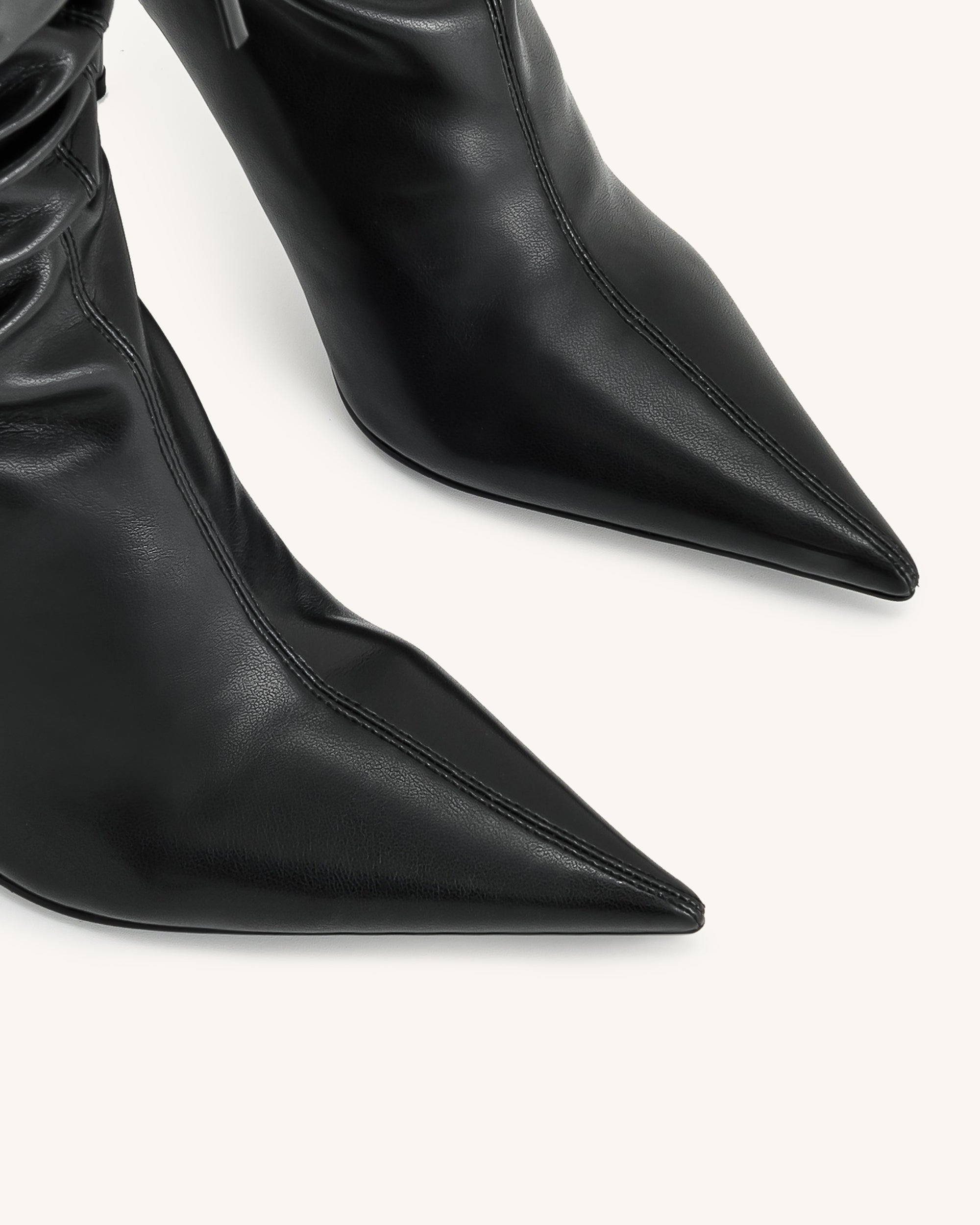 Olivia Leather High Heel Boots - Black