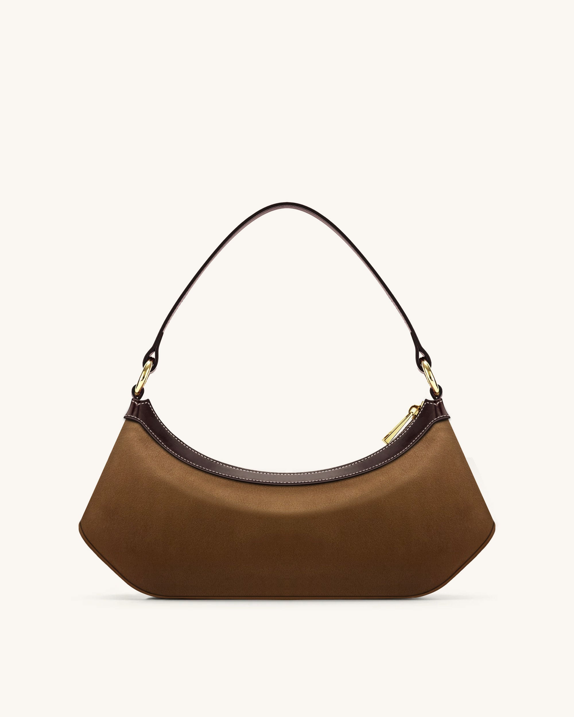 Lily Faux Suede Shoulder Bag - Dark Brown
