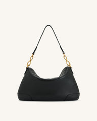 Jayla Metal Pendant Embellished  Shoulder Bag - Black