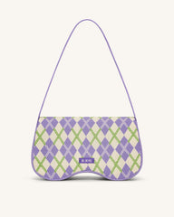 Becci Knitted Shoulder Bag - Purple & Ivory & Lime
