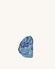 Paisley Crystal Butterfly Clutch - Blue