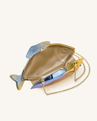 Fish Shaped Clutch - Gold/Blue