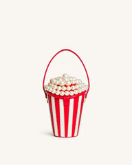 Skylar Faux Pearl Embellished Bucket Bag - Red