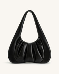 Ashley Ruched Shoulder Bag - Black