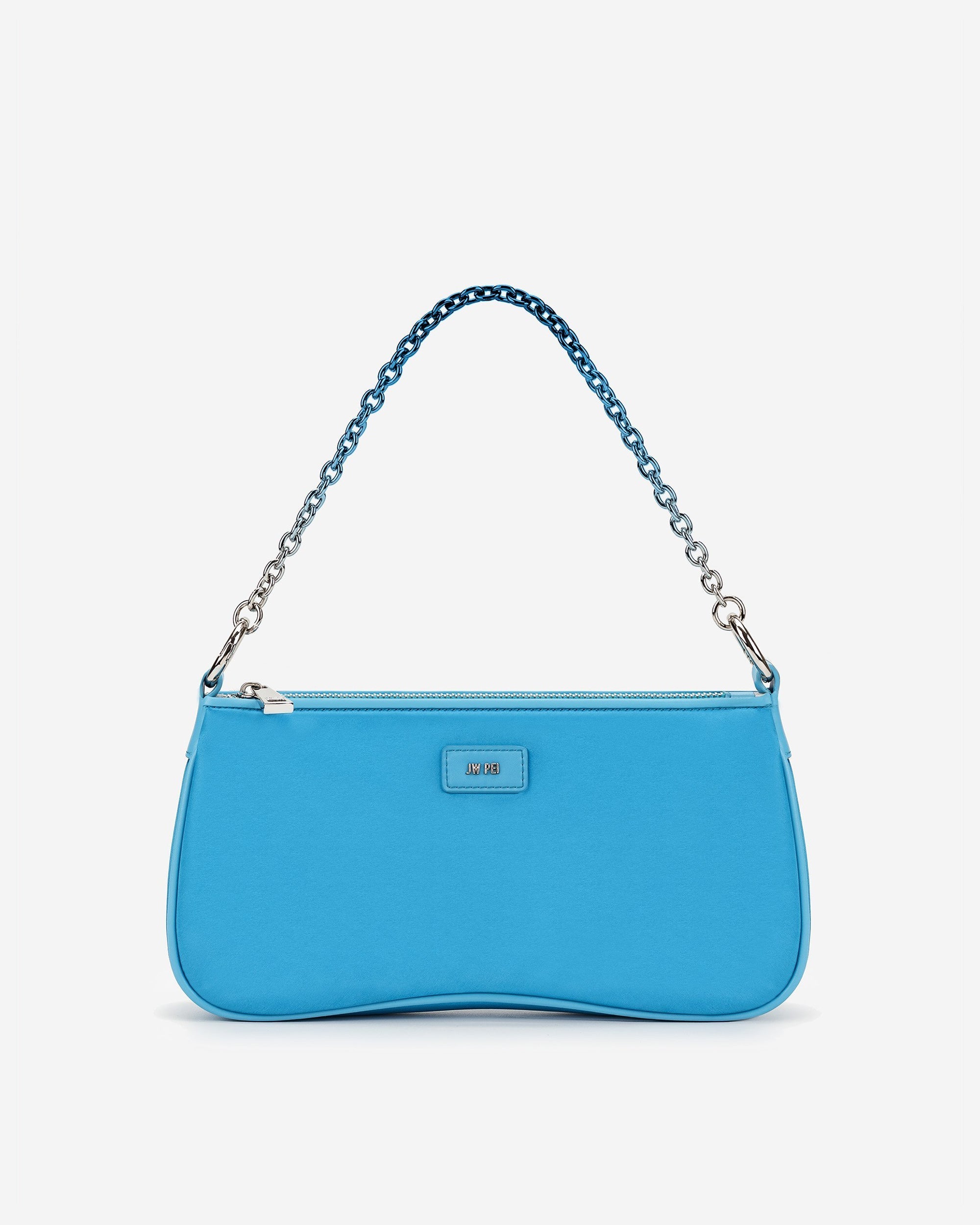 Eva Satin Gradient Chain Shoulder Bag - Lake Blue